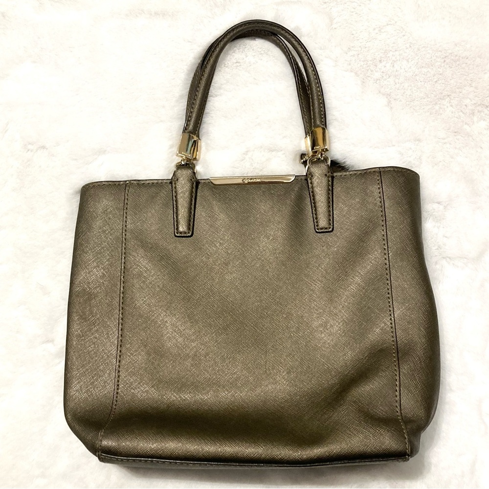 Coach Madison Saffiano Leather Bronze Metallic Handbag 29001 Small Tote - Picture 6 of 8